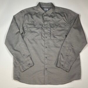 Mountain Hardwear Men XL Gray Long Roll Tab Sleeve Button Up Shirt Hiking Travel